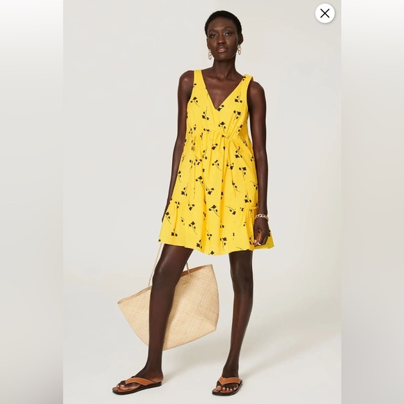 Thakoon Collective Yellow Floral Ruffle Sleeveless Shift Dress- Size 2 - Picture 8 of 8